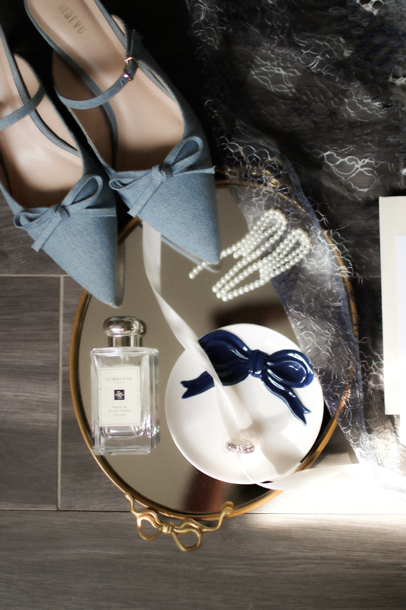 Wedding accessories flat lay